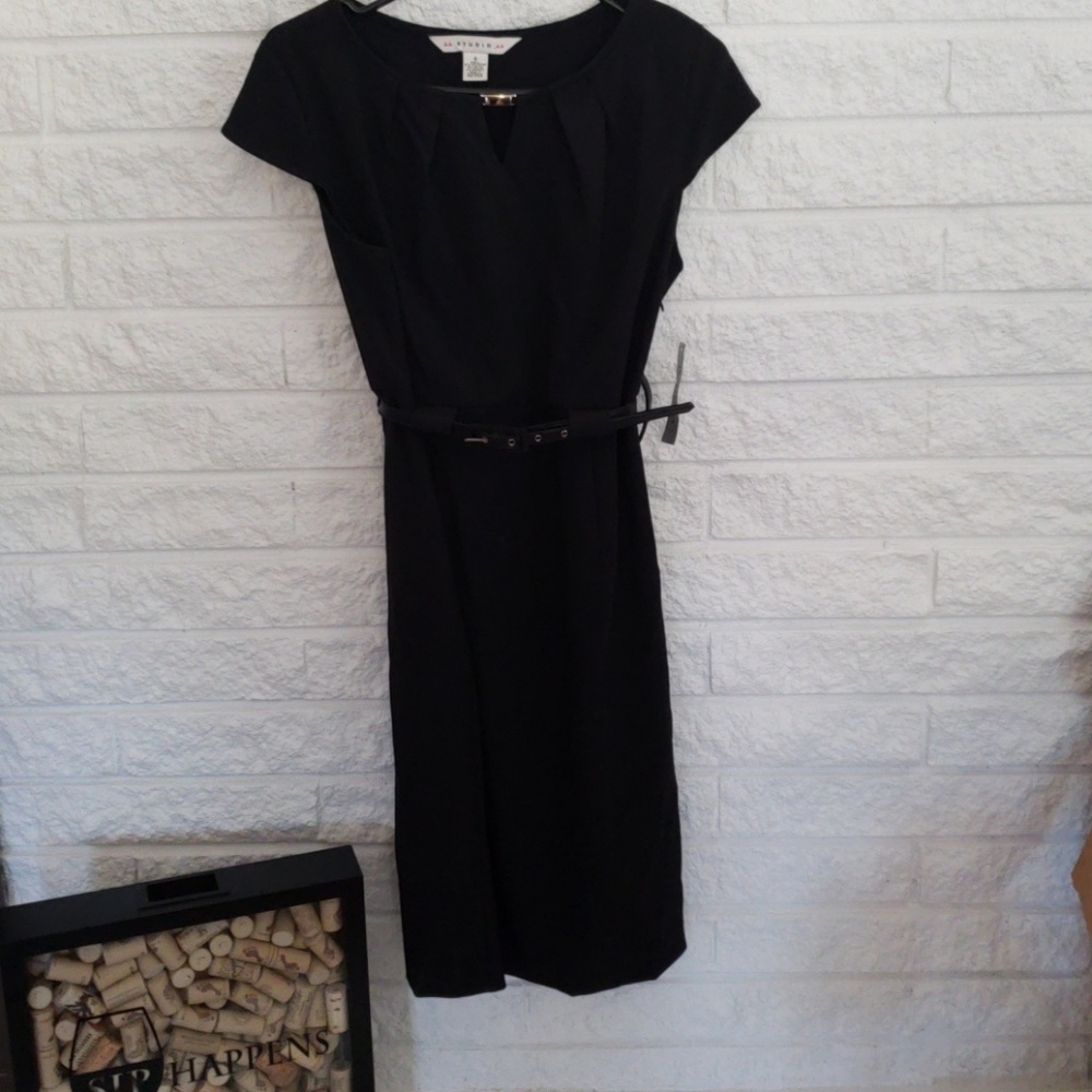 Black cap sleeve dress